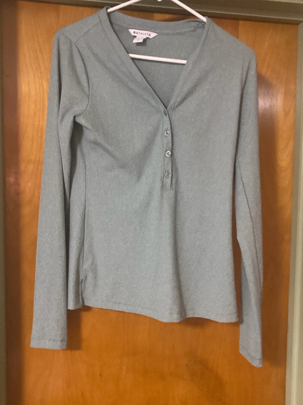 Athleta Uptempo Ribbed Henley Sage Green Small